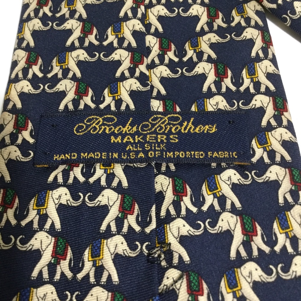 Brooks Brothers Navy Silk Elephant Tie